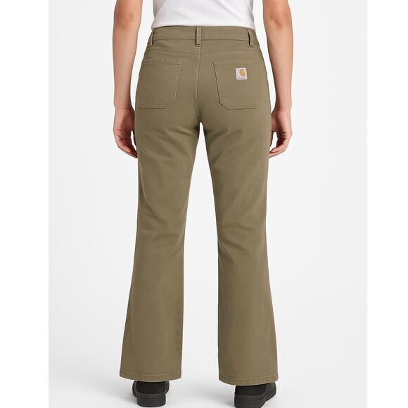 Carhartt Khaki Work Pants Womens 14x32 WB002 Cotton Straight Leg Made in Mexico - Picture 2 of 7